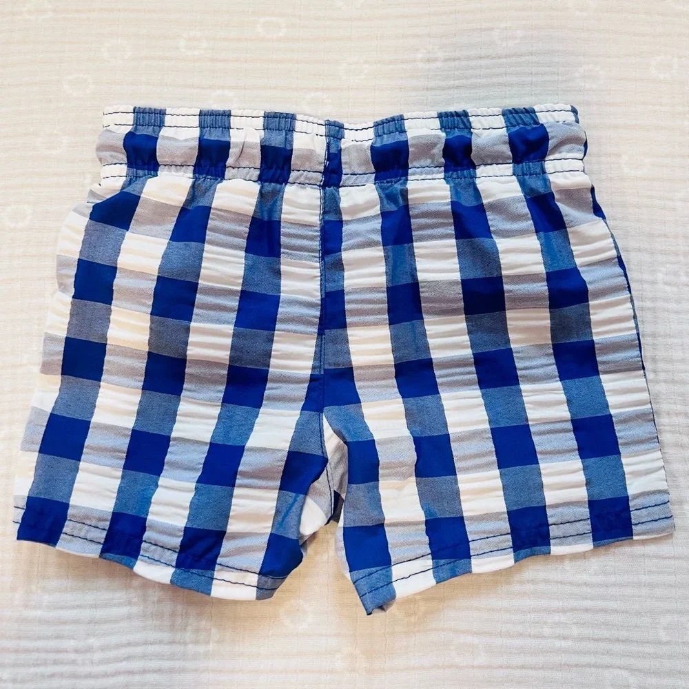 Cat & Jack Baby Boys Gingham Check Swim Trunks, Size 12M